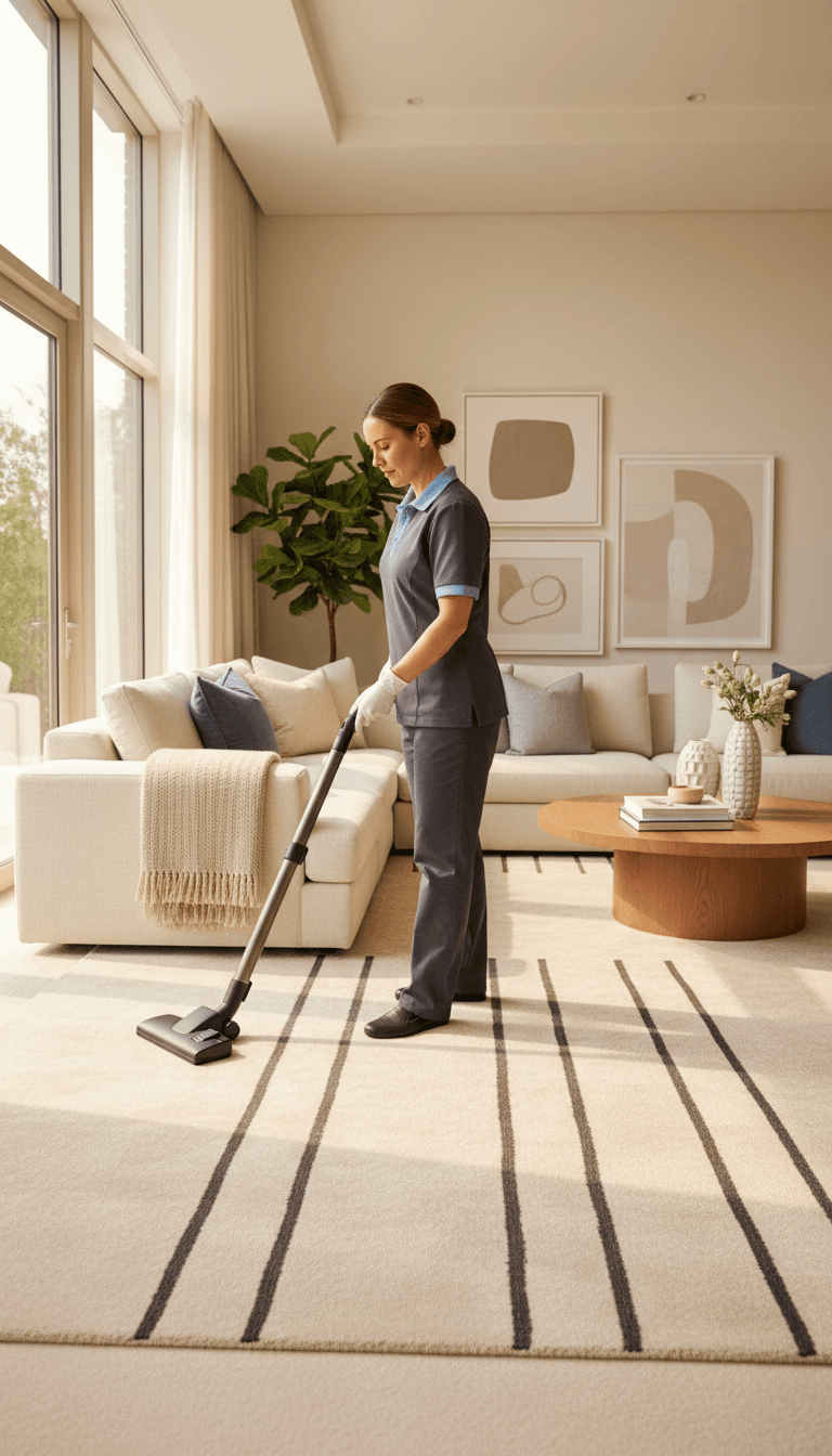 vacuuming floor